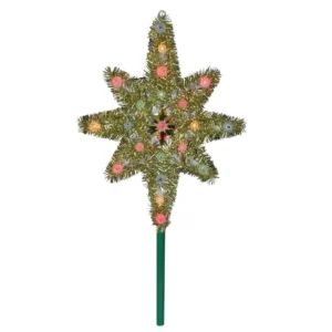 Northlight 21 in. Gold Tinsel Star of Bethlehem Christmas Tree Topper in Multi-Lights