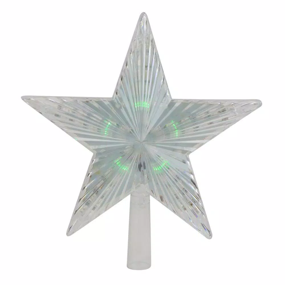 Northlight 9 in. Clear Crystal Star LED Christmas Tree Topper in Multi-Lights