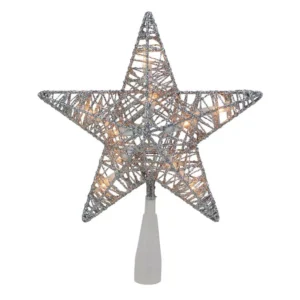 Northlight 9.5 in. Lighted 5 Point Silver Wire Star Christmas Tree Topper with Clear Lights