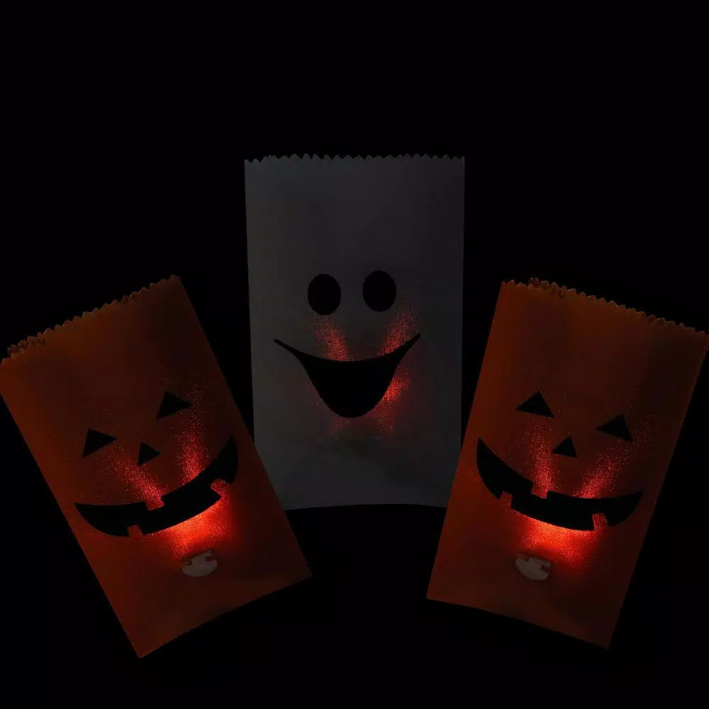 Northlight Flickering Light Pumpkin and Ghost Halloween Luminary Pathway Markers (Set of 3)