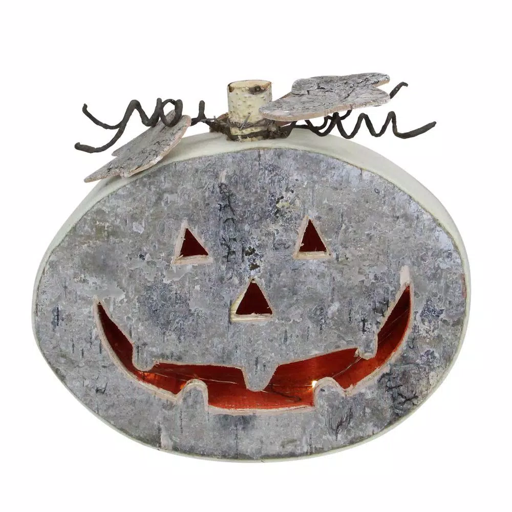 Northlight 8.5 in. Halloween Gray LED Battery Operated Jack-O-Lantern Table Top Decoration