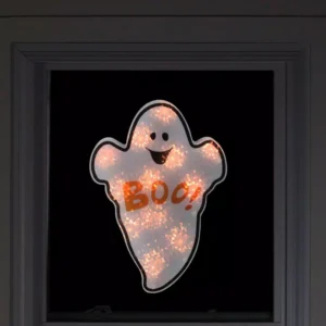 Northlight 12 in. White Holographic Lighted Ghost Halloween Window Silhouette