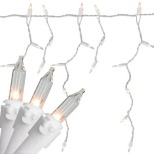 Northlight 50-Light White Mini Window Curtain Icicle Christmas Lights with 10.8 ft. White Wire