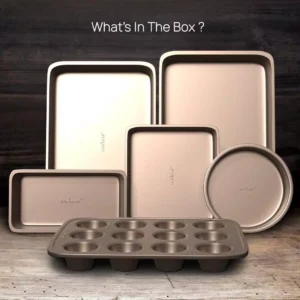 NutriChef 6-Pieces Kitchen Oven Baking Pans - Non-Stick Bake Tray Sheet Bakeware Set