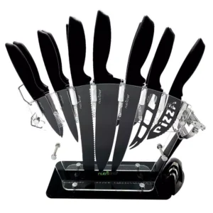 NutriChef 17-Piece Stainless Steel Precision Kitchen Knife Set with Block Stand