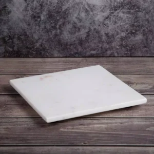 Creative Home Genuine 8 in. x 8 in. Off-White Natural Marble Square Trivet, Cheese Serving Board Platter for Fine Dinning Catering