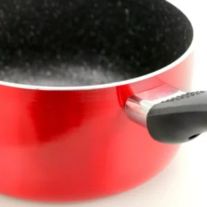 Oster Merrion 2.5 qt. Aluminum Nonstick Sauce Pan in Red with Glass Lid