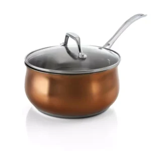 Oster Carabello 2.6 qt. Stainless Steel Nonstick Sauce Pan in Copper with Glass Lid