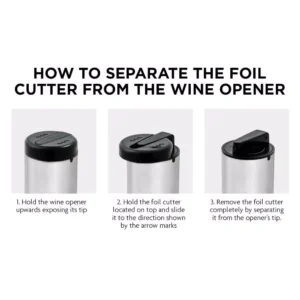 Ovente Modern Silver Wine Opener with Foil Cutter, LED, Cordless Stainless Steel (WO1381S)