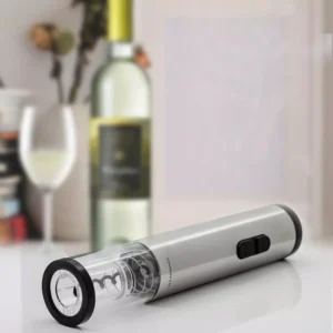 Ovente Modern Silver Wine Opener with Foil Cutter, LED, Cordless Stainless Steel (WO1381S)
