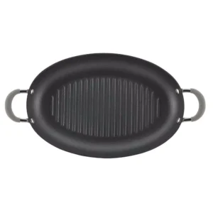 Circulon Elementum 15 in. Hard-Anodized Aluminum Nonstick Grill Pan in Oyster Gray