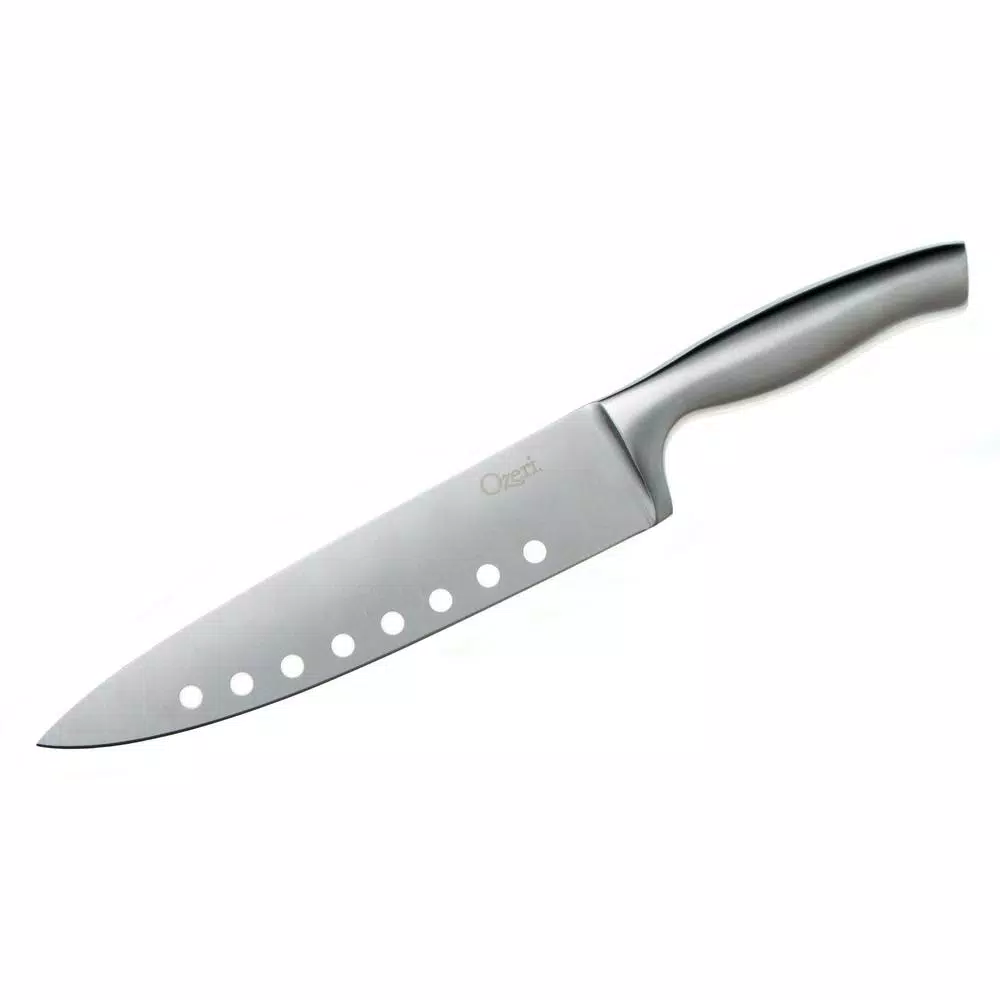 Ozeri 5-Piece Stainless Steel Knife and Sharpener Set, with Japanese Stainless Steel Slotted Blades