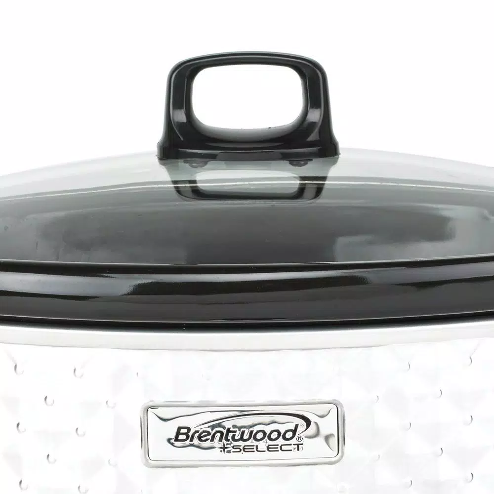 Brentwood Appliances Diamond 7 Qt. Pearl Slow Cooker with Tempered Glass Lid