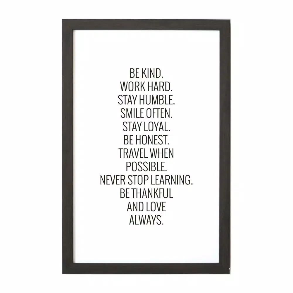 Petal Lane Be Kind, Work Hard Magnet Board, Ebony Frame, Magnetic Memo Board