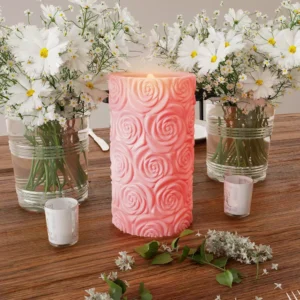 Lavish Home Rose Embossed LED Flameless Candle with Remote Control