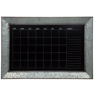 Pinnacle Rustic Galvanized Calendar Silver Chalkboard Memo Board