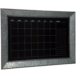 Pinnacle Rustic Galvanized Calendar Silver Chalkboard Memo Board