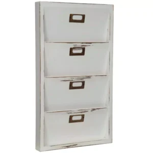 Pinnacle Distressed White Mail Organizer Memo Board