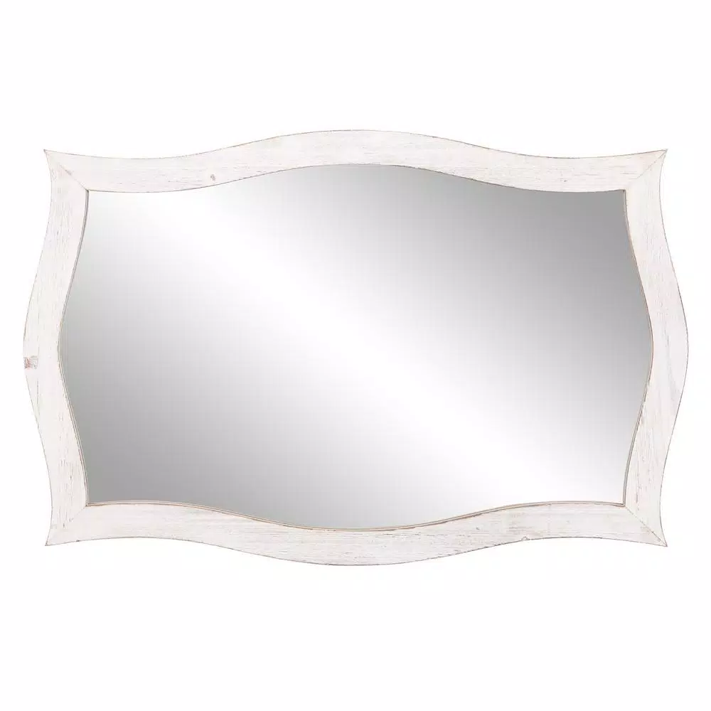 Pinnacle Medium Rectangle Whitewash Hooks Mirror (24.25 in. H x 36.75 in. W)