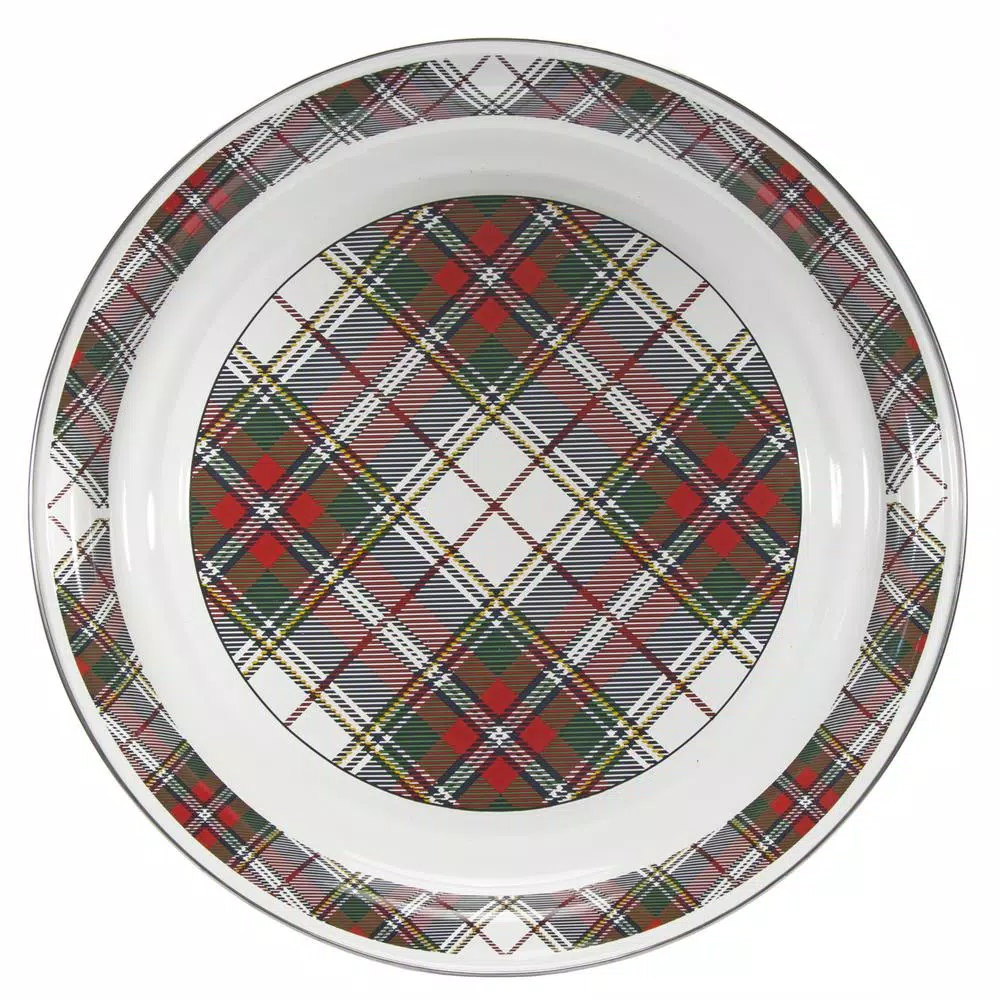 Golden Rabbit Highland Plaid 20 in. Enamelware Serving Tray