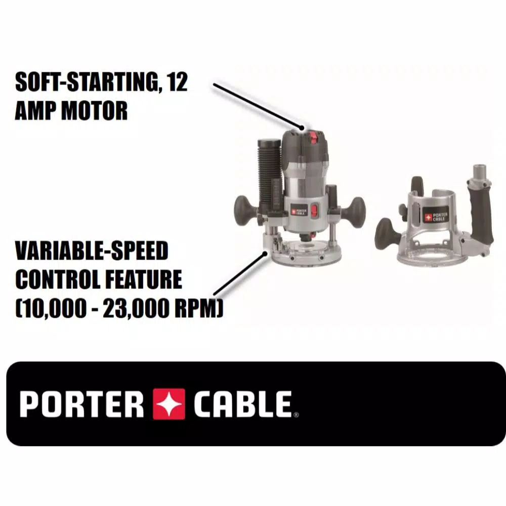 Porter-Cable 2-1/4 Peak HP, Multi-Base Router Kit with GripVac Attachment