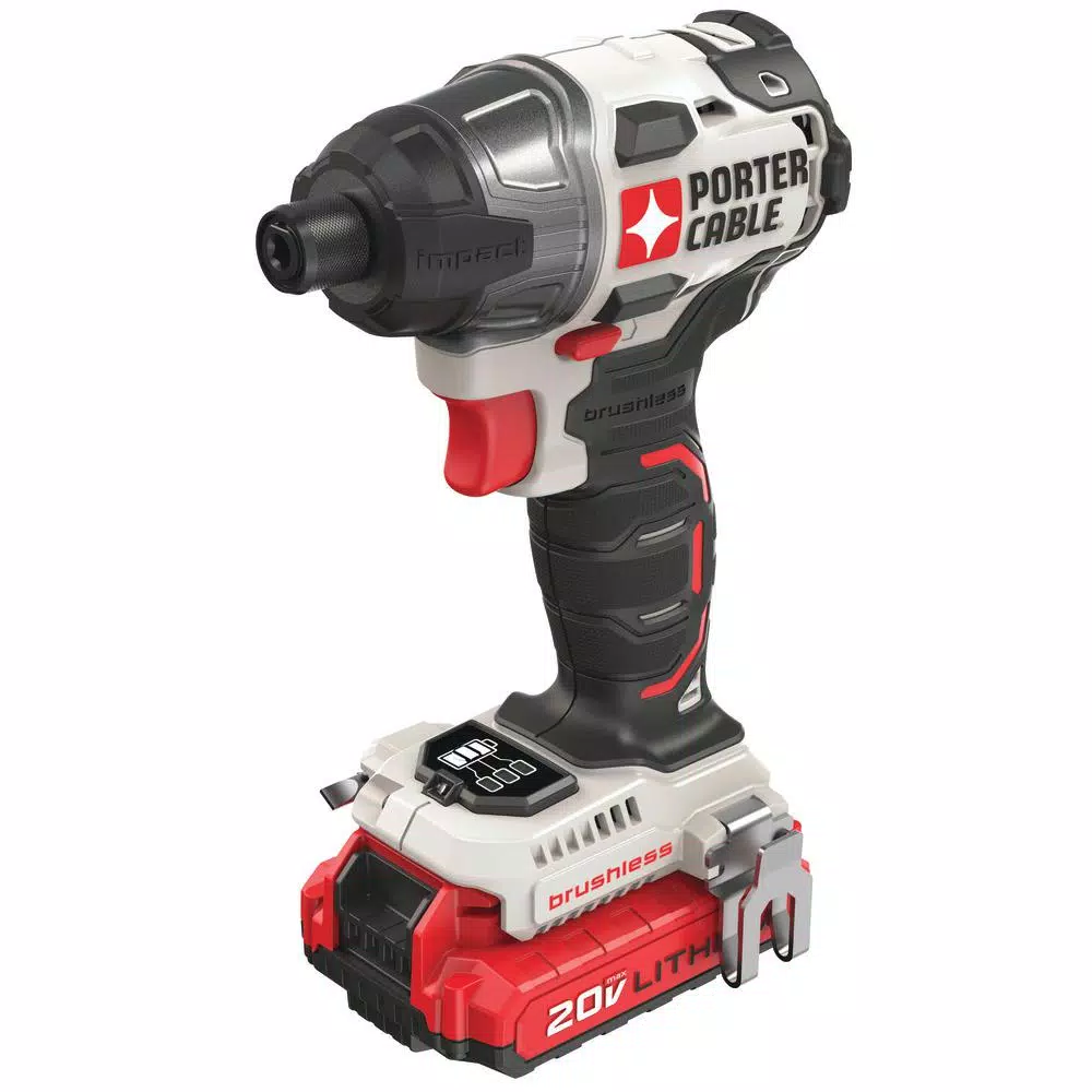 Porter-Cable 20-Volt MAX Lithium-Ion Brushless Cordless 1/4 in. Impact Driver with 2 Batteries 1.5 Ah and Charger