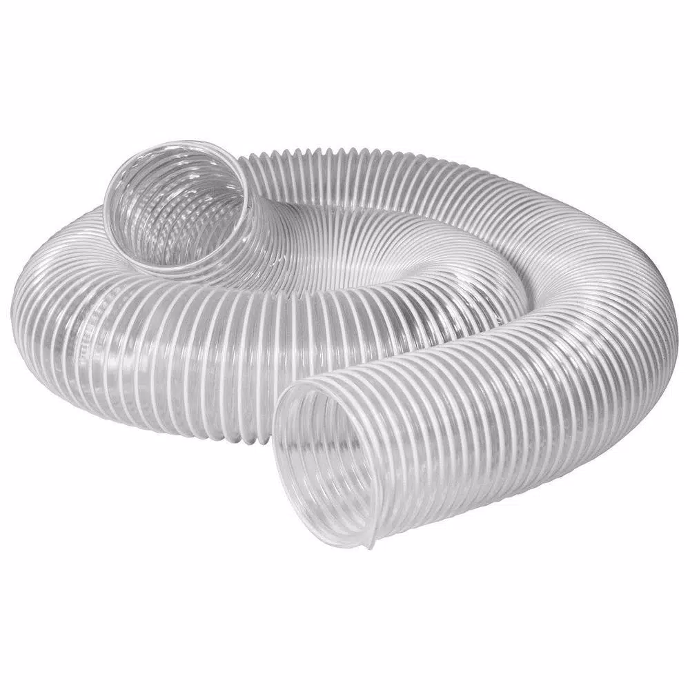 POWERTEC 2-1/2 in. x 10 ft. Flexible PVC Dust Collection Hose, Clear Color