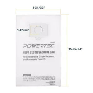 POWERTEC HEPA Cloth Vacuum Bag Replacement for Kenmore Q and C Style Vacuums, and Panasonic Type C-5 (6-Pack)