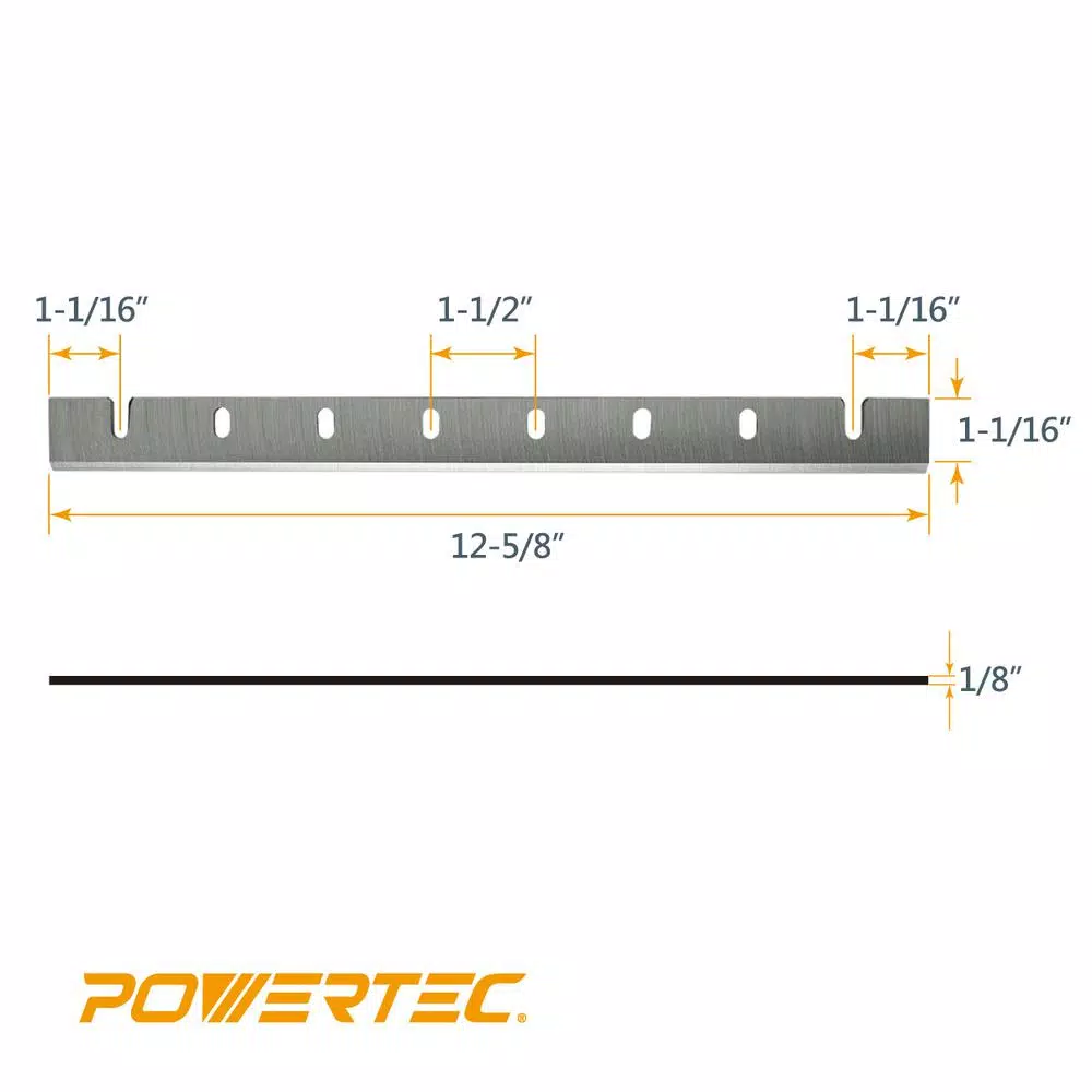 POWERTEC 12.5 in. M2 High-Speed Steel Planer Knives for DeWalt 733, DW7332 (2-Sets), 4-Knives