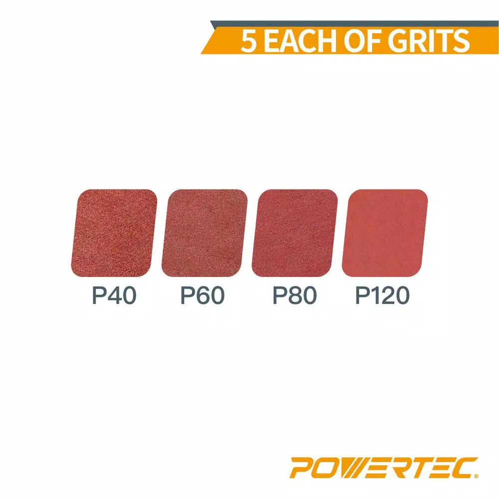 POWERTEC 3 in. x 18 in. 40/60/80/120-Grits Aluminum Oxide Sanding Belt Assortment (20-Pack)