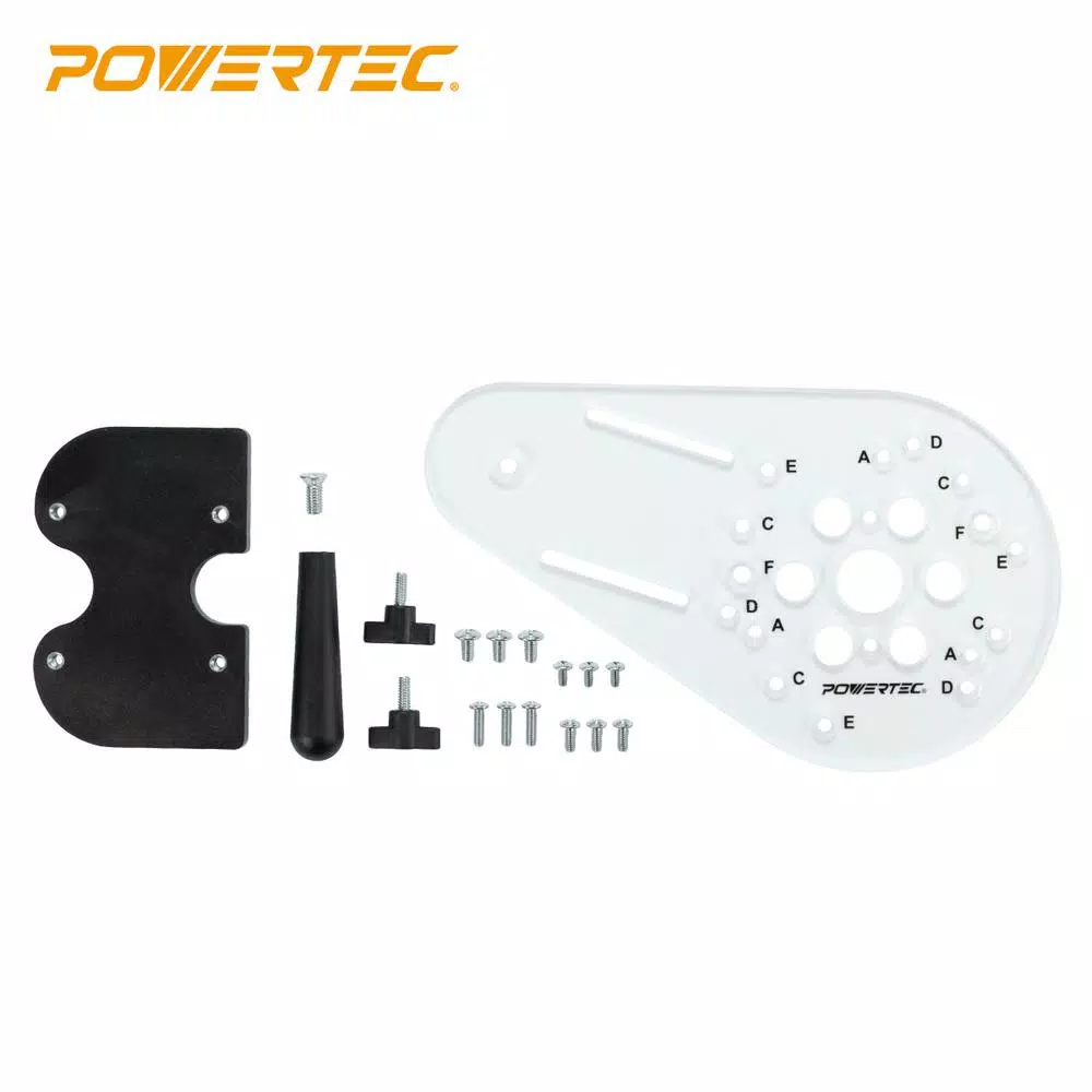 POWERTEC Universal Router Plate with Edge Routing Reversible Fence, Knobs and Machine Screws for Adaptive Mounting