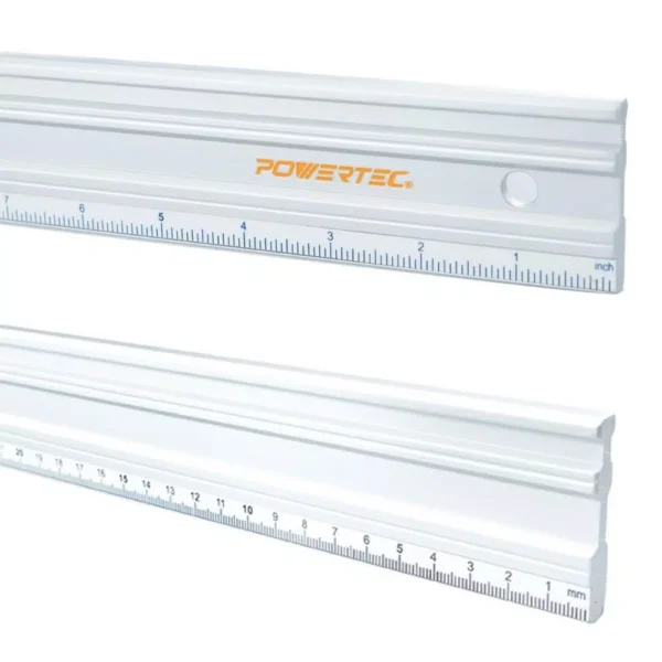 POWERTEC 24 in. Anodized Aluminum Straight Edge Ruler Etched in Both ...