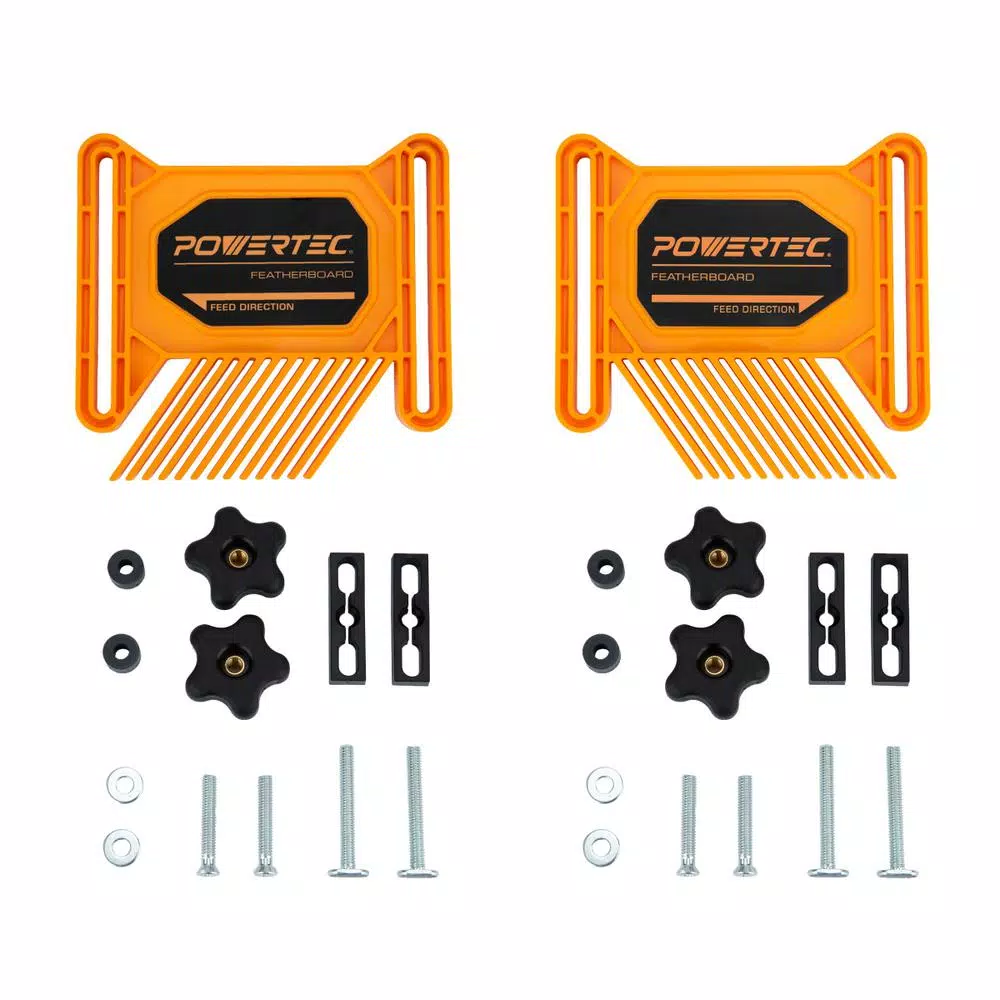 POWERTEC Dual Universal Featherboards for Multi-Functional Woodworking with Flex and Miter Lock System (2-Pack)