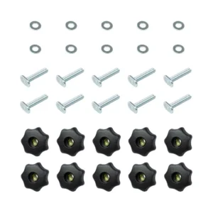 POWERTEC T-Track Knob Kit with 7 Star 5/16 in.-18 Threaded Knob, Bolts and Washers for Woodworking Jigs and Fixtures (Set of 10)