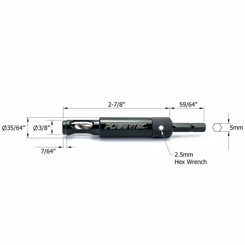 POWERTEC Self Centering Steel Drill Bit with 5 mm Hex Shank