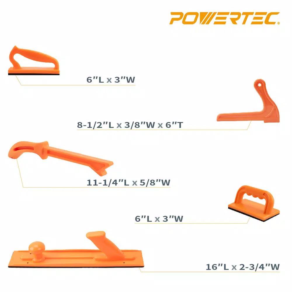 POWERTEC Plastic Safety Push Block and Stick Set (5-Piece)