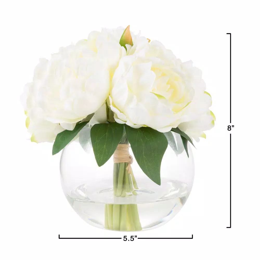 Pure Garden 8 in. Rose Artificial Floral Cream Arrangement