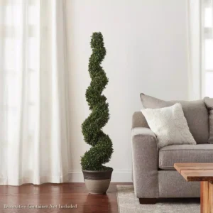 Pure Garden 60 in. Faux Boxwood Spiral Topiary