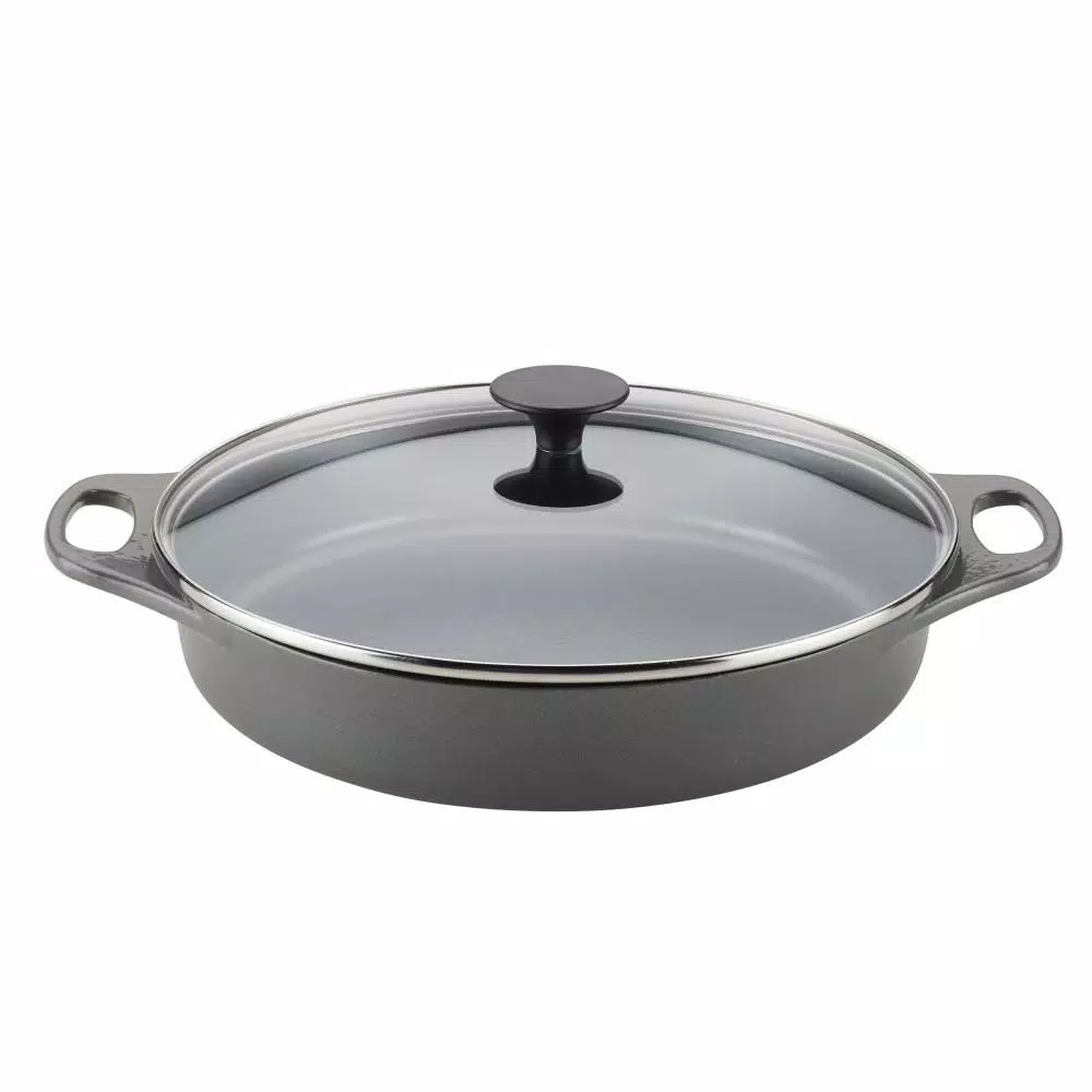 Rachael Ray Cast Iron Covered Braiser, 3.5-Quart, Gray Shimmer