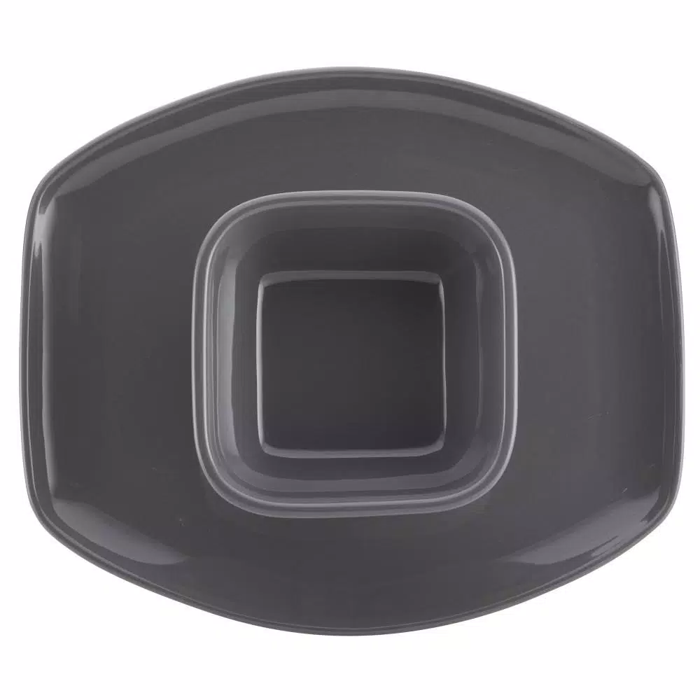 Rachael Ray Cityscapes Dark Sea Salt Gray Ceramic Hot Chip and Dip Set