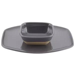 Rachael Ray Cityscapes Dark Sea Salt Gray Ceramic Hot Chip and Dip Set