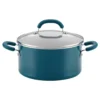 Rachael Ray Create Delicious 6 qt. Aluminum Nonstick Stock Pot in Red Shimmer with Glass Lid