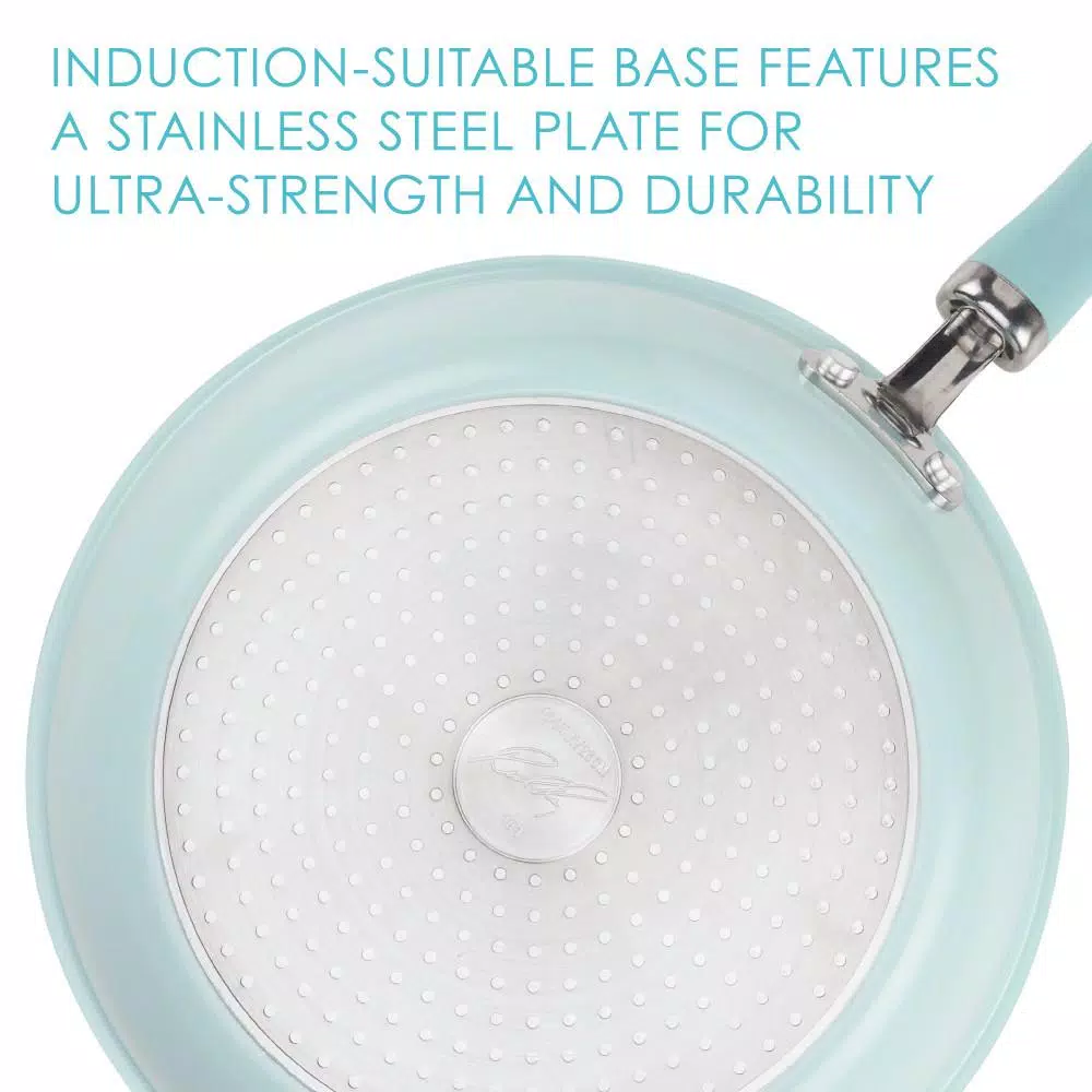 Rachael Ray Create Delicious 6 qt. Aluminum Nonstick Stock Pot in Teal Shimmer with Glass Lid