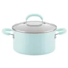 Rachael Ray Create Delicious 6 qt. Aluminum Nonstick Stock Pot in Teal Shimmer with Glass Lid