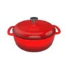 Classic Cuisine 6 qt. Round Cast Iron Nonstick Casserole Dish in Red with Lid