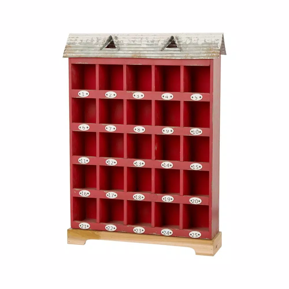 Glitzhome 25 in. H Countdown to Christmas Wood and Metal Advent Calendar Decor