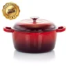 MegaChef MegaChef 5 Qt. Round Enameled Cast Iron Casserole in Red with Lid