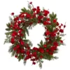 Nearly Natural 24 in. Plum Blossom Pine Wreath