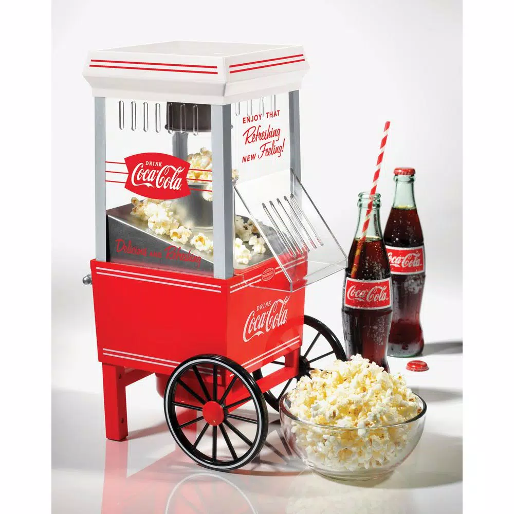 Nostalgia Coca-Cola 4 oz. Red Hot Air Popcorn Machine with Cart