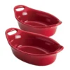 Rachael Ray Ceramics 2-Piece Oval Au Gratin Set, Red